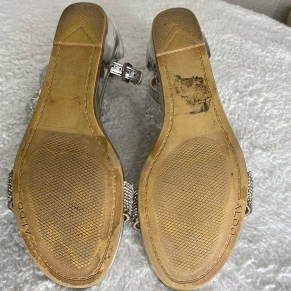 Aldo Silver Sandals with Rhinestone Strap - Picture 6 of 7